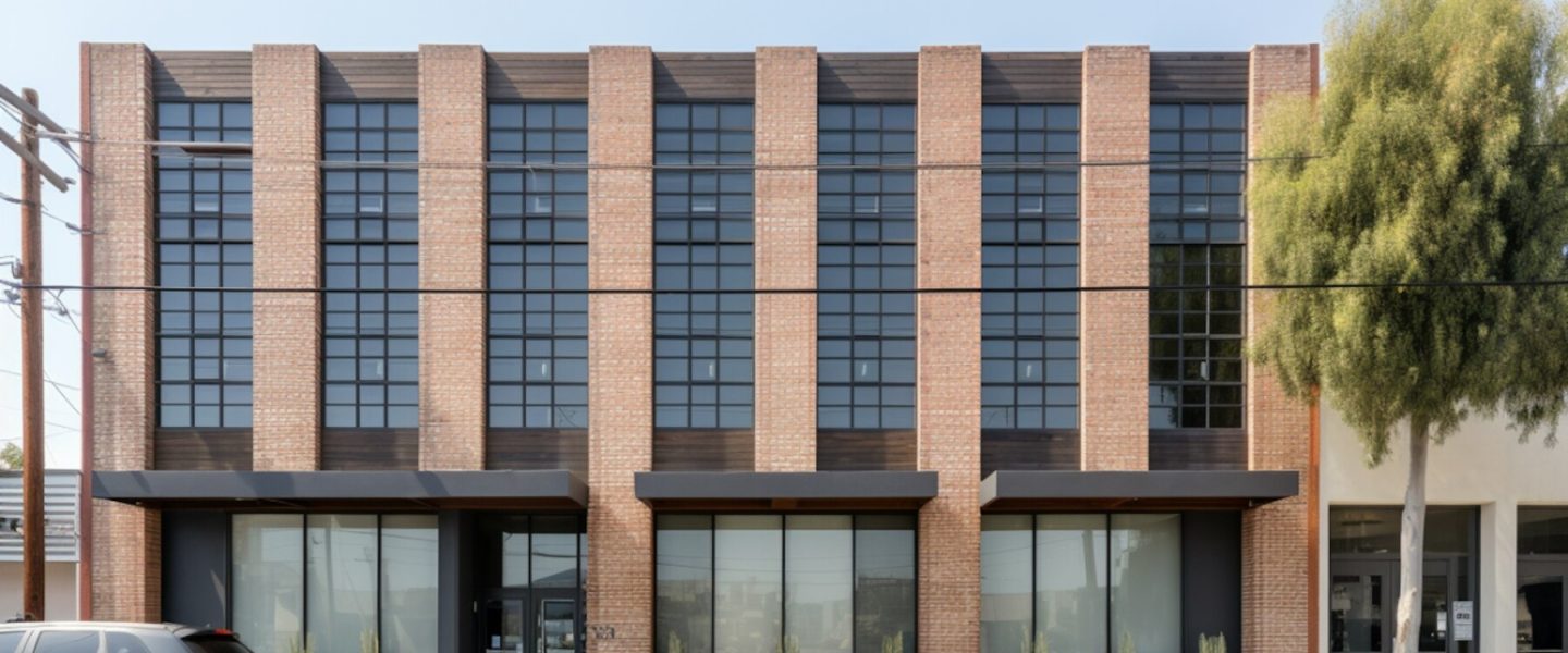 Brickwork Verticality Modern Commercial Building
